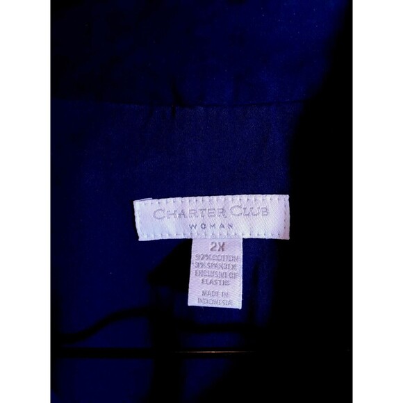 Charter Club Plus Size 2X Navy Corduroy Blazer Gold Button Roll-Tab Sleeves - Picture 6 of 6